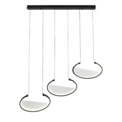 LED-Hängelampe Adele, Länge 117 cm, schwarz, Metall, 3-flg.