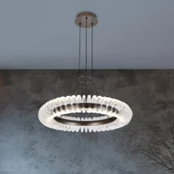 LED-Hängelampe Alba grau gebürstet/klar Ø 60 cm Metall/Acryl