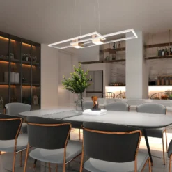 LED-Hängelampe Albany, braun, 100 x 28 cm, Alu, CCT, dimmbar