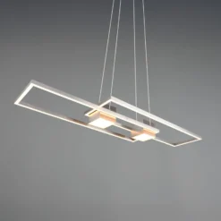 LED-Hängelampe Albany, nickel, 100 x 28 cm, Alu, CCT dimmbar