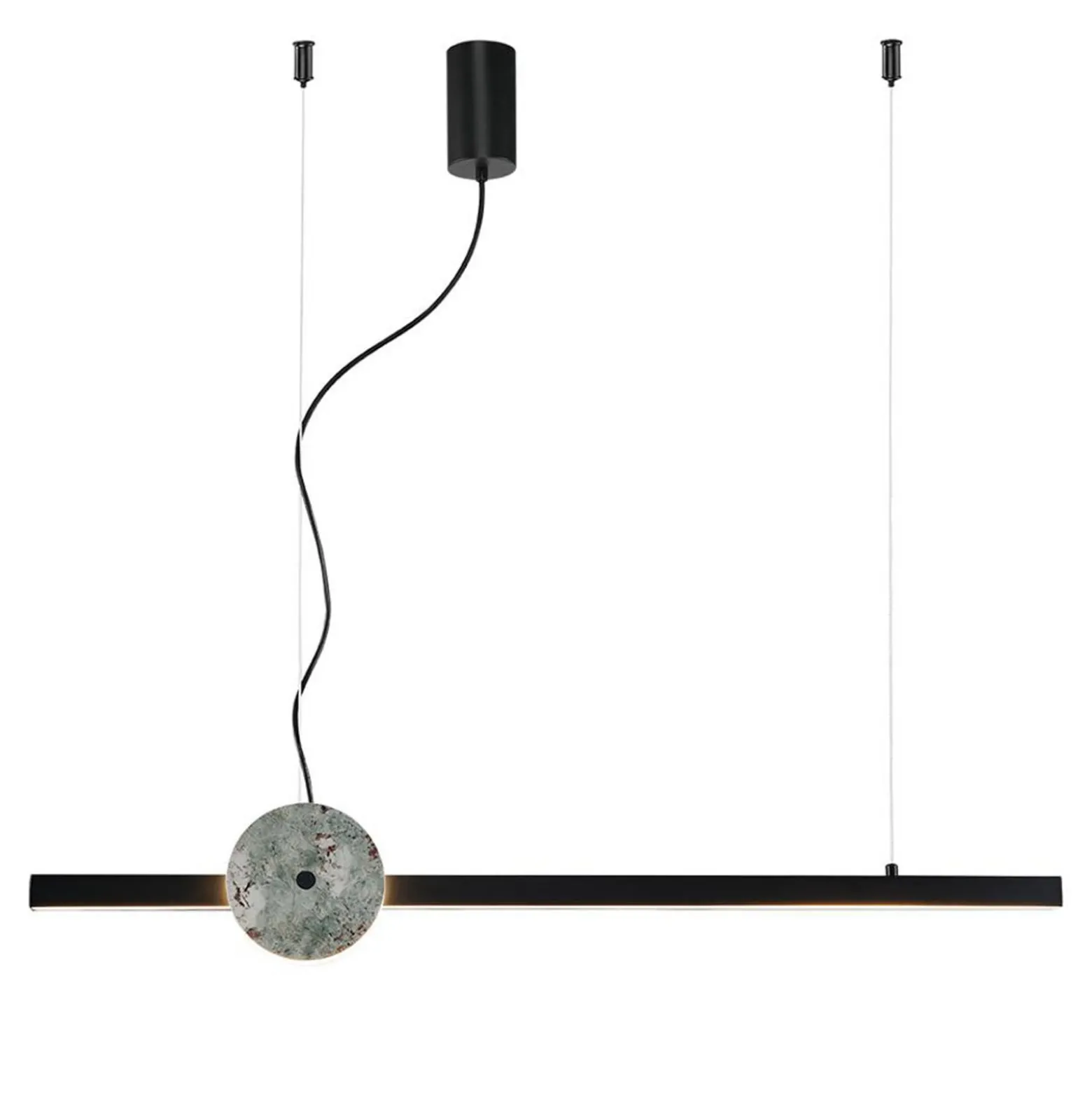LED-Hängelampe Anais, schwarz/grün, Länge 100 cm, Kunststein