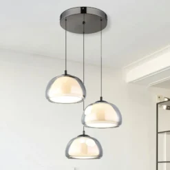 LED-Hängelampe Avila, rauchgrau/schwarz, Glas, CCT, dimmbar