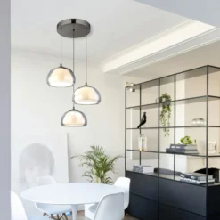 LED-Hängelampe Avila, rauchgrau/schwarz, Glas, CCT, dimmbar