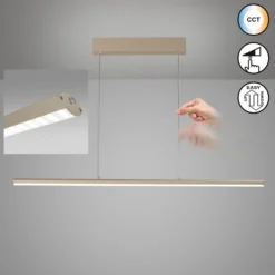 LED-Hängelampe Borena, sandfarben, Länge 113 cm, Metall