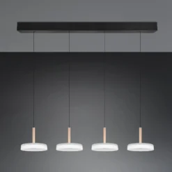 LED-Hängelampe Celeste weiß/braun 115 cm 4-flg. Glas dimmbar