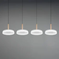 LED-Hängelampe Celeste weiß/braun 115 cm 4-flg. Glas dimmbar