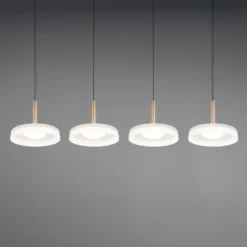 LED-Hängelampe Celeste weiß/braun 115 cm 4-flg. Glas dimmbar