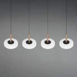LED-Hängelampe Celeste weiß/braun 115 cm 4-flg. Glas dimmbar