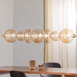 LED-Hängelampe Daphne, Glas amber-transparent, Länge 118 cm