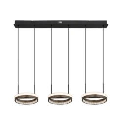 LED-Hängelampe Della, Länge 82 cm, dunkelgrau, Metall, 3-flg