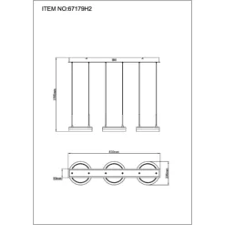 LED-Hängelampe Della, Länge 82 cm, dunkelgrau, Metall, 3-flg