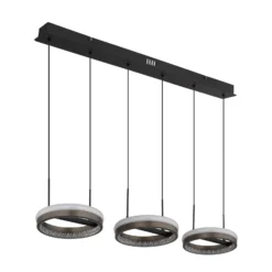 LED-Hängelampe Della, Länge 82 cm, dunkelgrau, Metall, 3-flg