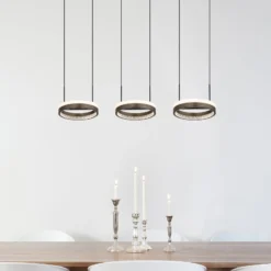 LED-Hängelampe Della, Länge 82 cm, dunkelgrau, Metall, 3-flg