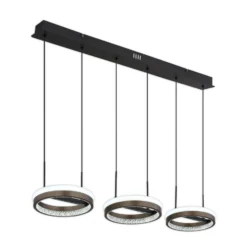 LED-Hängelampe Della, Länge 82 cm, dunkelgrau, Metall, 3-flg