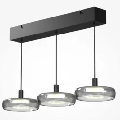 LED-Hängelampe FLOAT, grau/schwarz, 3-flg. 68 cm Glas/Metall
