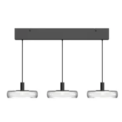 LED-Hängelampe FLOAT, klar/schwarz, 3-flg. 68 cm Glas/Metall