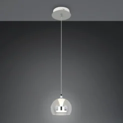 LED-Hängelampe Flynt, Ø 20 cm, chromfarben, Metall/Glas, CCT