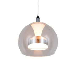 LED-Hängelampe Flynt, Ø 20 cm, chromfarben, Metall/Glas, CCT