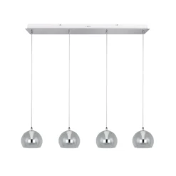 LED-Hängelampe Flynt, Länge 97 cm chromfarben Metall 4-flg.