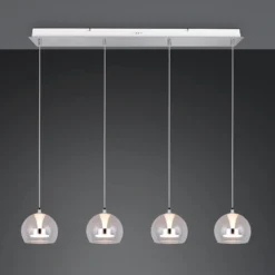 LED-Hängelampe Flynt, Länge 97 cm chromfarben Metall 4-flg.