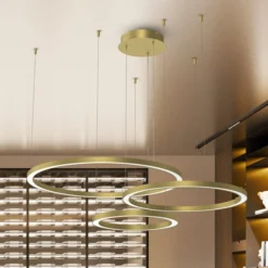 LED-Hängelampe Galaxia, Kunststoff, gold, dreiflammig, 85 W
