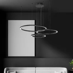 LED-Hängelampe Galaxia, Kunststoff, schwarz, 3-flammig, 85 W