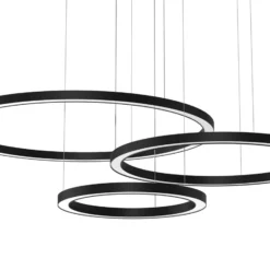 LED-Hängelampe Galaxia, Kunststoff, schwarz, 3-flammig, 85 W