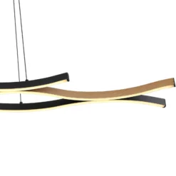 LED-Hängelampe Geronimo, Länge 108 cm, schwarz/Holzoptik