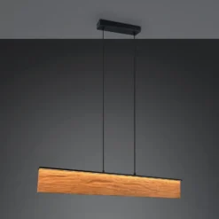 LED-Hängelampe Kalea, Länge 110 cm, holzfarben, Holz