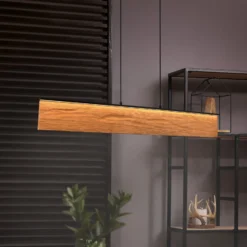 LED-Hängelampe Kalea, Länge 110 cm, holzfarben, Holz