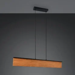 LED-Hängelampe Kalea, Länge 110 cm, holzfarben, Holz