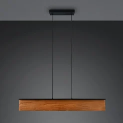 LED-Hängelampe Kalea, Länge 110 cm, holzfarben, Holz
