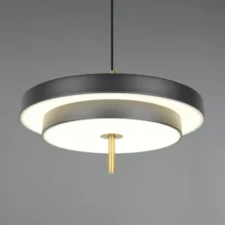 LED-Hängelampe Keaton, schwarz/goldfarben, Ø 40 cm, CCT