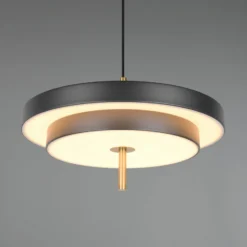 LED-Hängelampe Keaton, schwarz/goldfarben, Ø 40 cm, CCT