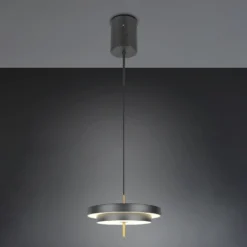 LED-Hängelampe Keaton, schwarz/goldfarben, Ø 40 cm, CCT
