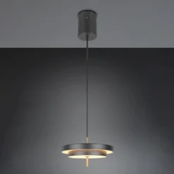 LED-Hängelampe Keaton, schwarz/goldfarben, Ø 40 cm, CCT