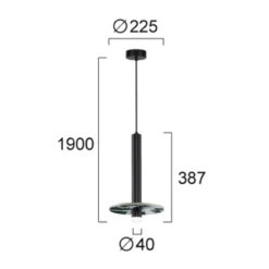 LED-Hängelampe Leandros, schwarz, Ø 40 cm, Kunststein/Metall