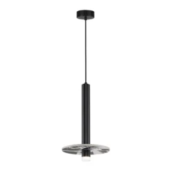 LED-Hängelampe Leandros, schwarz, Ø 40 cm, Kunststein/Metall