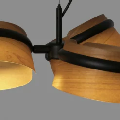 LED-Hängelampe Loop, kirschbaum/schwarz, Holz, Länge 52 cm