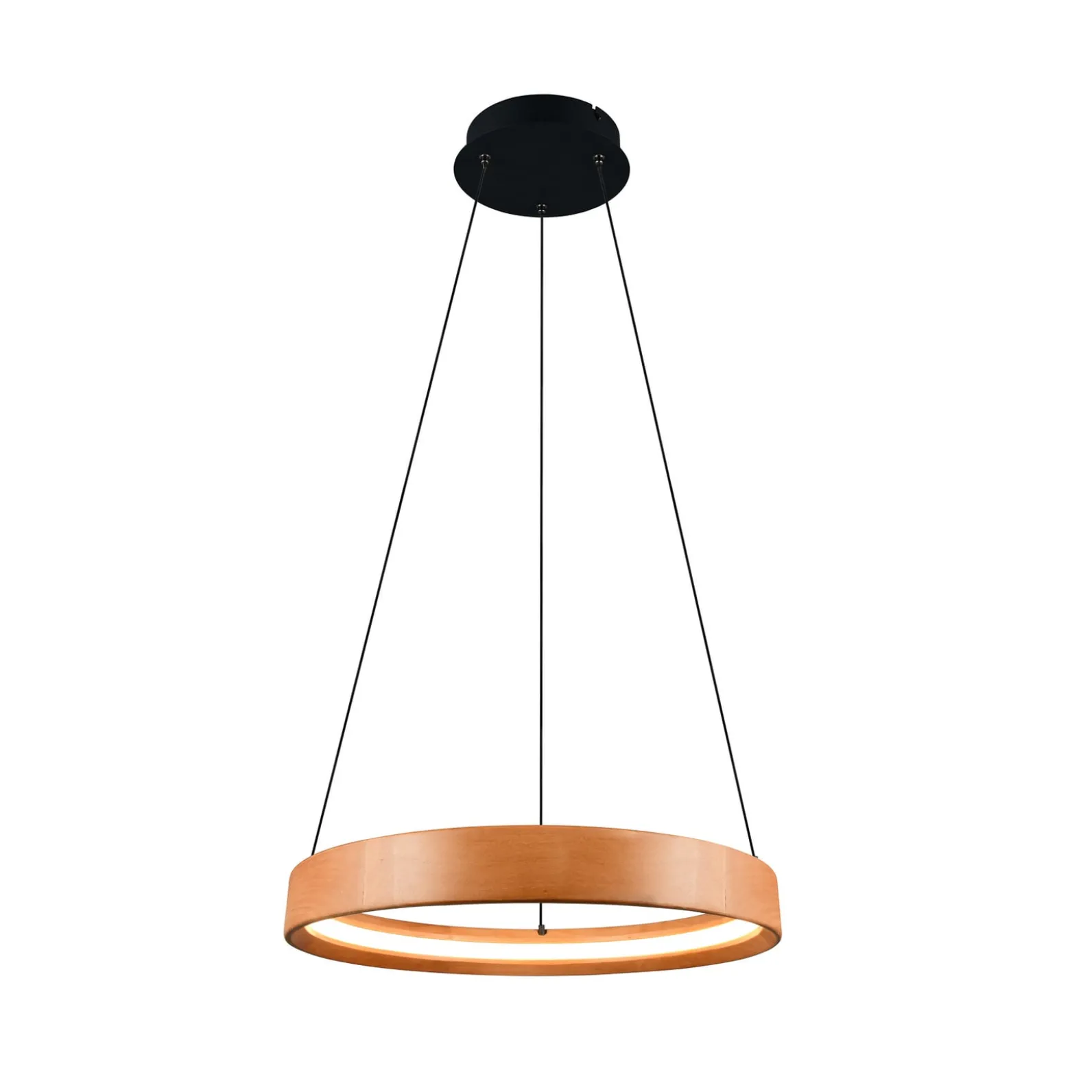 LED-Hängelampe Lynwood, Ø 50 cm, holzfarben, Holz, dimmbar