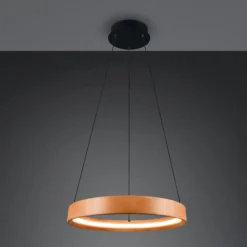 LED-Hängelampe Lynwood, Ø 50 cm, holzfarben, Holz, dimmbar