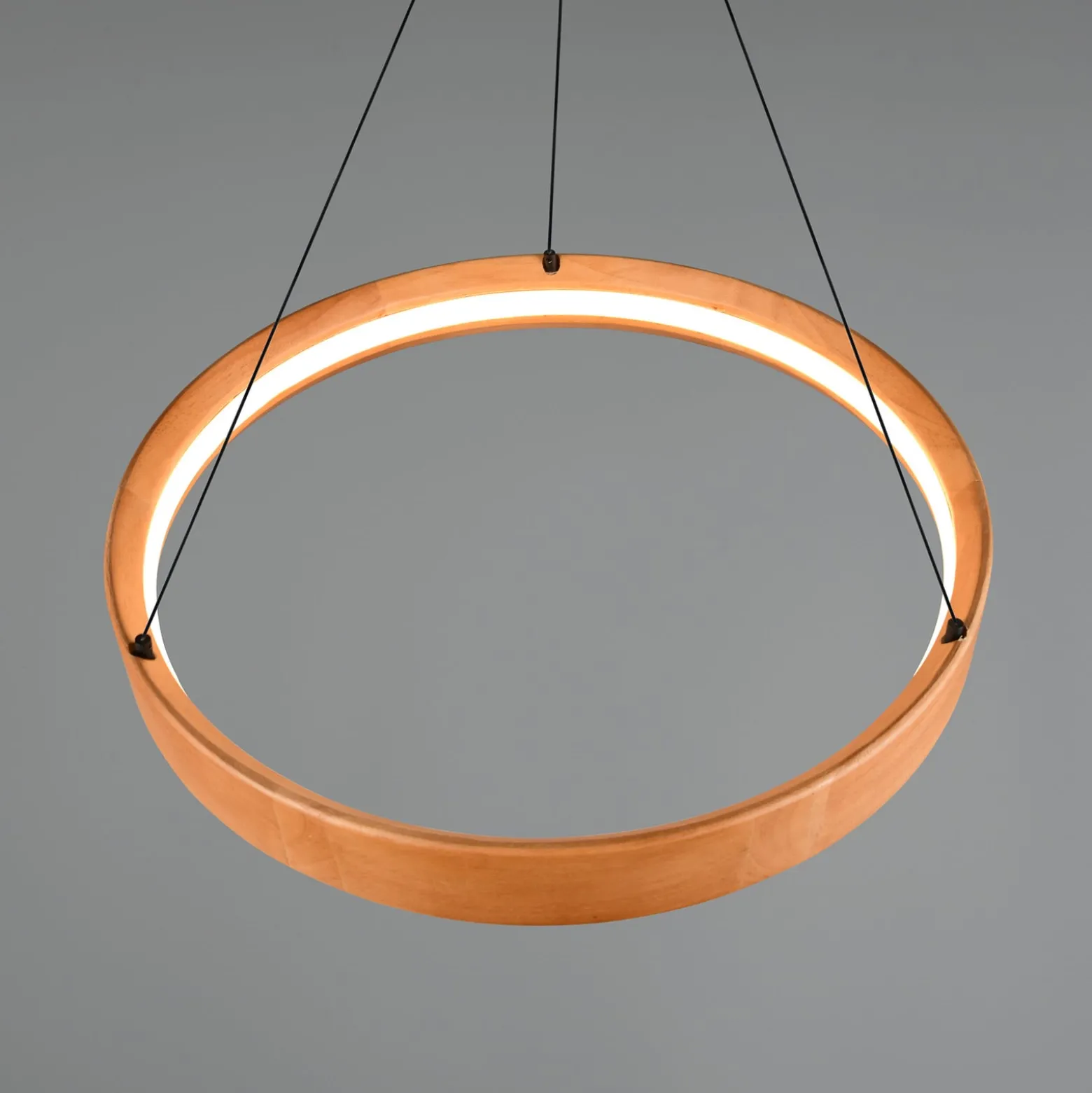 LED-Hängelampe Lynwood, Ø 50 cm, holzfarben, Holz, dimmbar