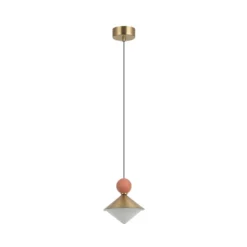LED-Hängelampe 25100, messing/rot Ø14 cm Metall/Glas/Keramik