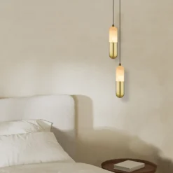 LED-Hängelampe 2545 messing/weiß Ø 5 cm Metall/Alabaster dim