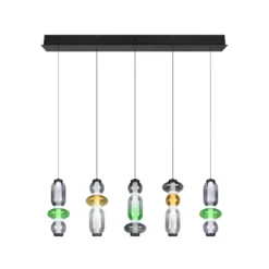 LED-Hängelampe Minerva, Länge 100 cm, bunt, Glas, CCT Dimmer