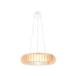 LED-Hängelampe Monte, Ø 60 cm, holz hell, Holz, CCT