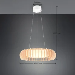 LED-Hängelampe Monte, Ø 60 cm, holz hell, Holz, CCT
