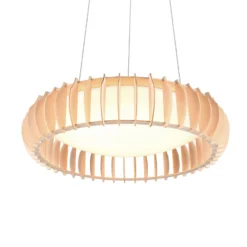 LED-Hängelampe Monte, Ø 60 cm, holz hell, Holz, CCT
