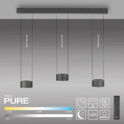 LED-Hängelampe PURE Clipse, grau, Länge 110 cm, CCT, 6-flg.