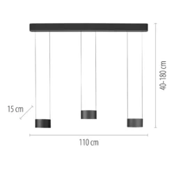 LED-Hängelampe PURE Clipse, grau, Länge 110 cm, CCT, 6-flg.